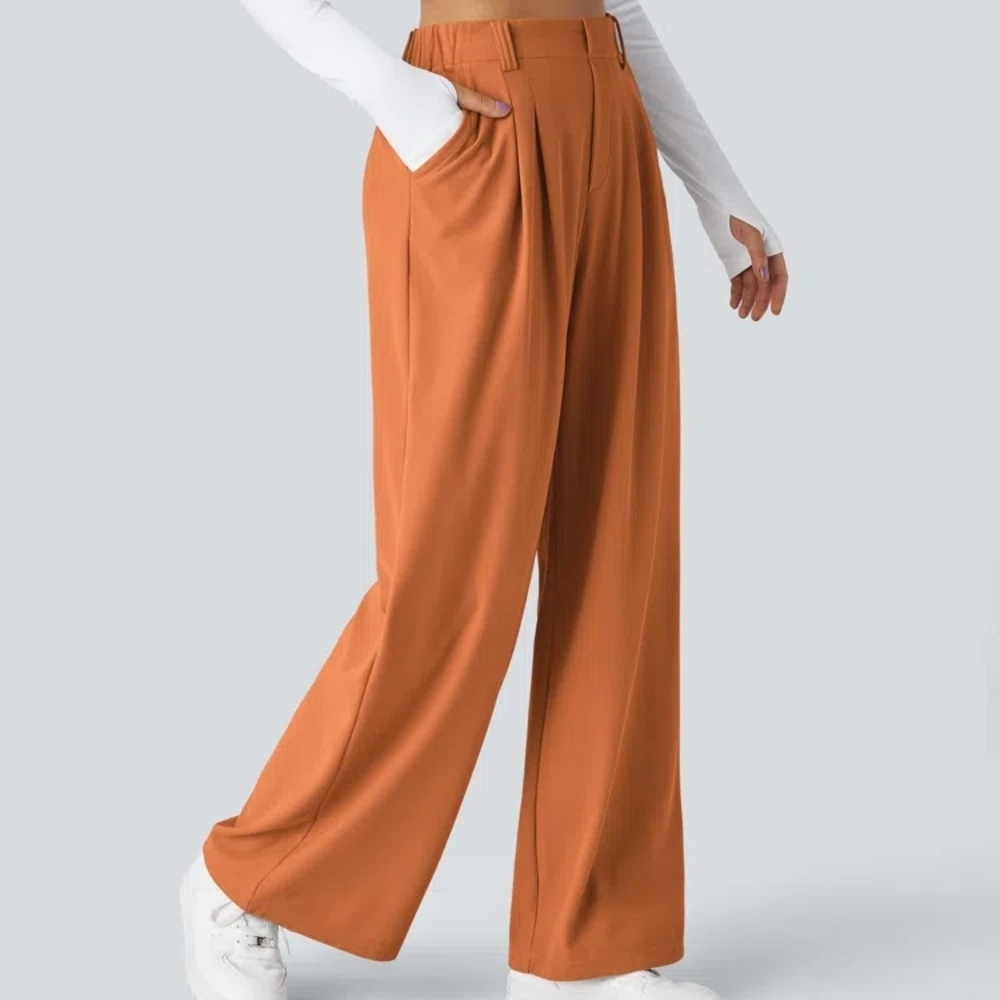 Halara Flex High Waisted Pocket Wide Leg Waffle Work Pants Size Medium Regular - Picture 2 of 15